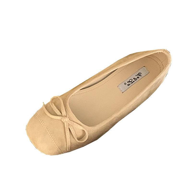 French flat-bottomed bow late evening breeze light mouth single shoes women's 2025 new spring and summer Mary Jane ballet shoes ladyshoes