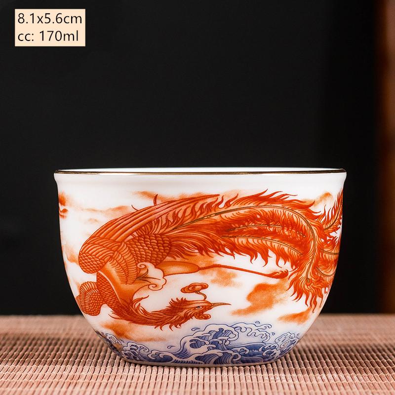 Ceramics Sancai Gaiwan Bowl Dragon and Phoenix Master Cup Tea Cup Handmade Enamel Color Tea Bowl High-end Respect Tea Set