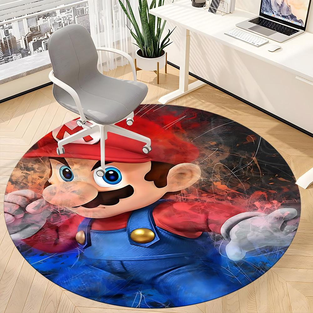 1pc Mario Adventure Office Round Area Rug, Bedroom Living Room Home Decor, Room Deco, Offic a1016189