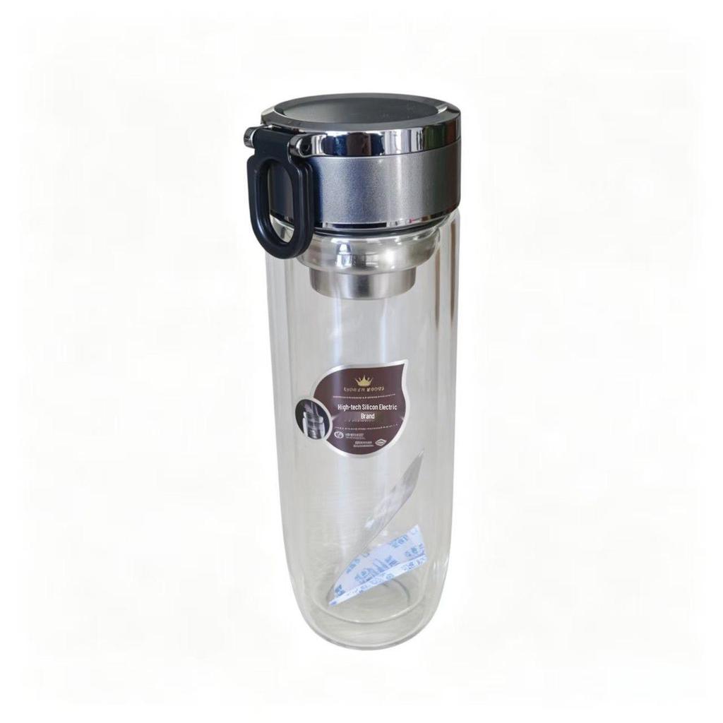 Custom Double-Layer Glass Tea Cup with Separator and Ring – Ideal Business Gift