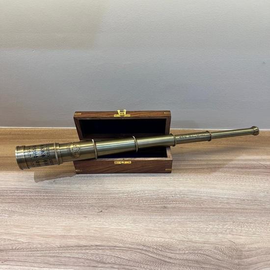 Handmade 50.8 cm Brass Marine Telescope Spyglass with Wooden Box Nautical Gift Decor