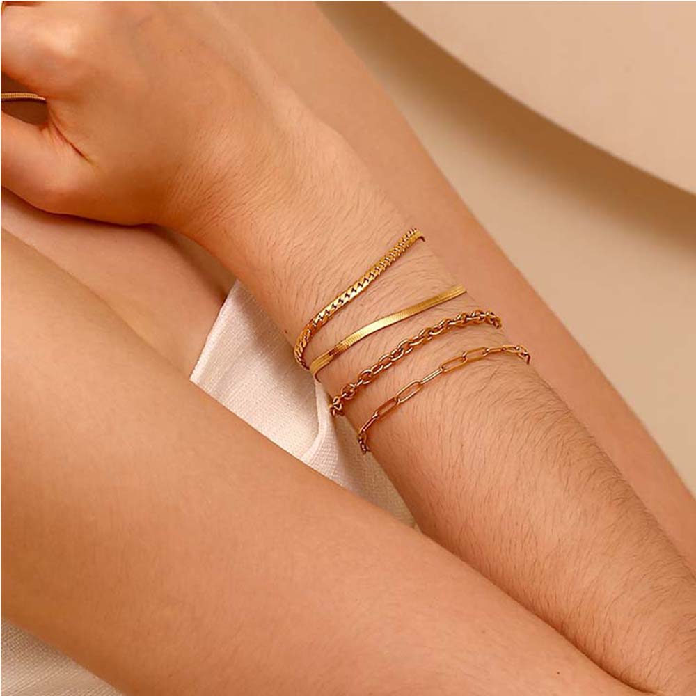 MamacitaSlay Classic Paper Clip Chain Blade Chain O Chain NK Chain Spring Buckle 17cm Stainless Steel Bracelets For Women Gift