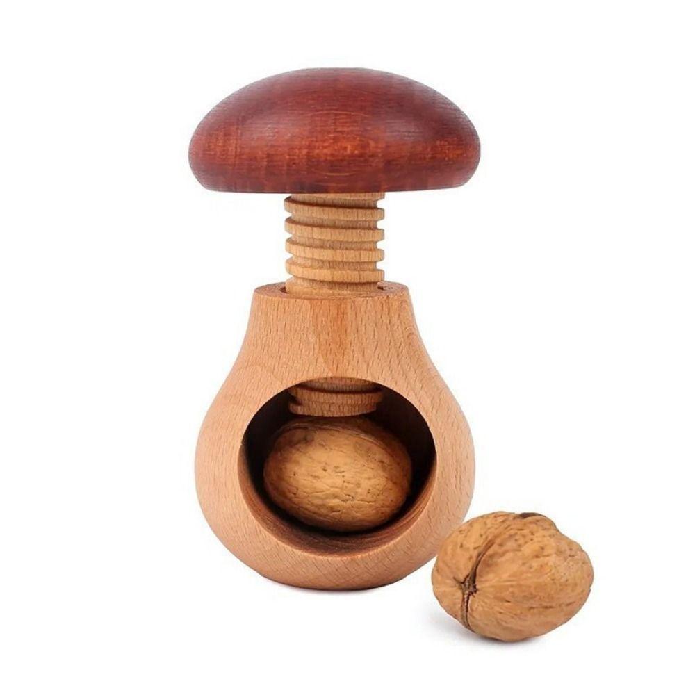 Practical Wooden Nutcracker Easy Cracking Mushroom Shaped Walnut Opener Multifunctional Walnut Plier