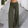Damen Hosen Einfarbig Weites Bein Sommer Vintage Gerade Hose Streetwear