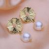 SENIKO Natural Freshwater Baroque Pearl Earrings Fashion Gold Color Flower Stud Earrings For Women Party Jewelry
