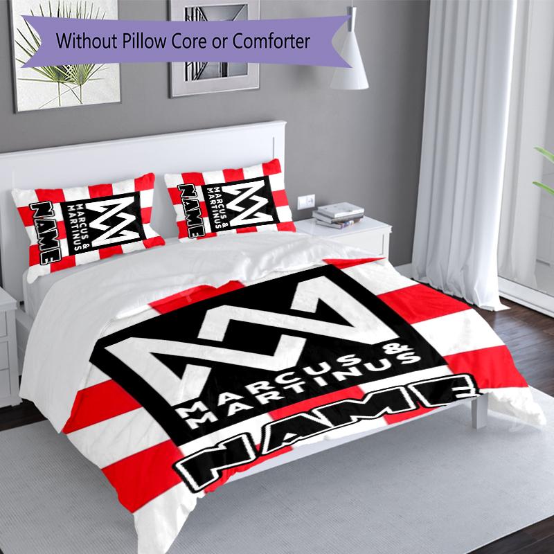 3pcs Custom Name Marcus and Martinus Set,Includes 1 Duvet Cover and 2 Pillowcases,All-season Bedroom Decor
