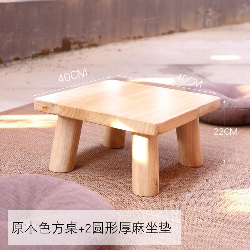 Japanischer gebrannter Tongmu-Holz Niedriger Tisch, Massivholz Tatami Teetisch, Kompakter Balkon Kaffeetisch für Heim-Fensterbank, Rustikal