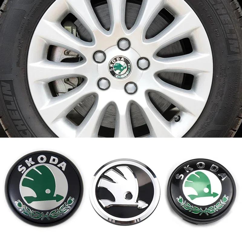 2025 Hot 56mm 60mm 65mm Car Wheel Center Metal Caps Styling for Skoda Logo Fabia Rapid Kodiaq RS Superb Kamiq Octavia A7 Tour Ye