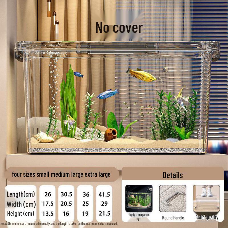 High Clarity Fish Tank & Ecosystem Box for Goldfish, Turtles, Hamsters with Ecological Landscaping Storage