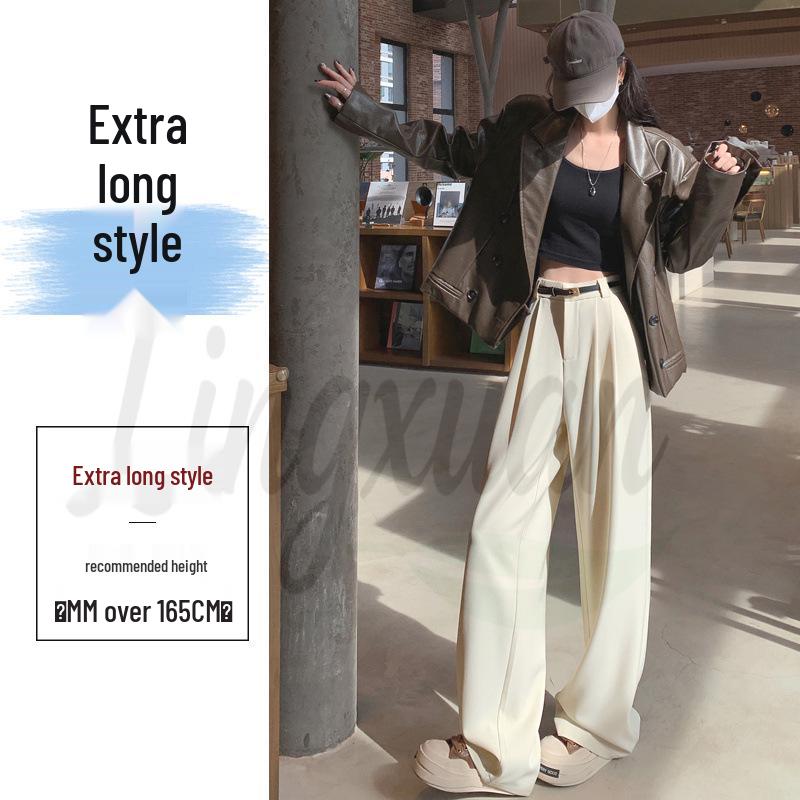 2026 Spring/Summer Women's High-Waisted Slim Wide-Leg Floor-Length Pants