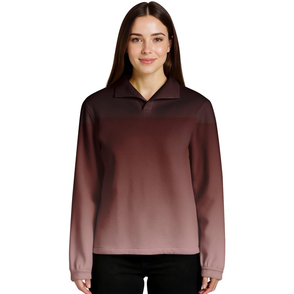 Women's Gradient Printed Pullover Long Sleeve Sports Flannel Top