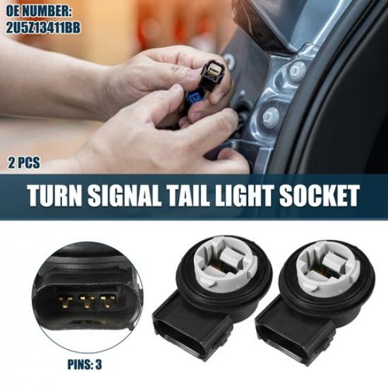 2Pcs Turn Signal Tail Light Socket for Ford F-250 04-07 3 P No.2U5Z13411BB