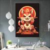 Japanese Lucky Cat Maneki Neko Cartoon Cute Animals Poster Canvas Painting Wall Art Pictures Restaurant Shop Home Decor