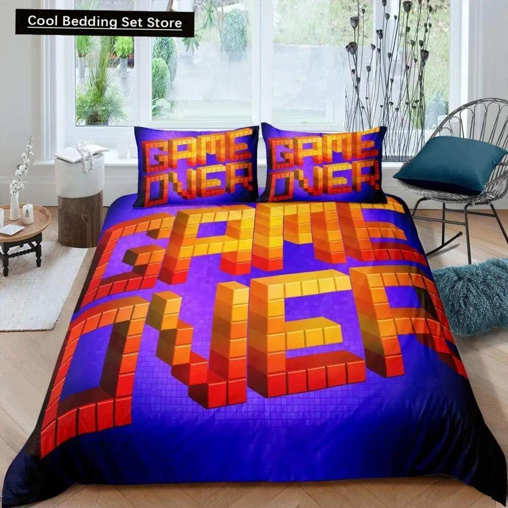 Comforter Cartoon Numbers King Queen Lovely Animals Bedding Set Kids Colorful English Alphabet 2/3Pcs Polyester