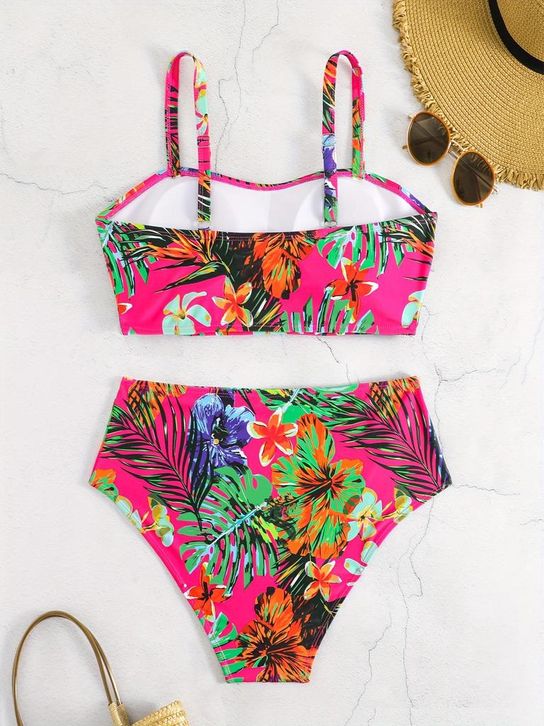 2025 Floral Plus Size Bikini Swimwear for Women - European & American Style Swimsuit
