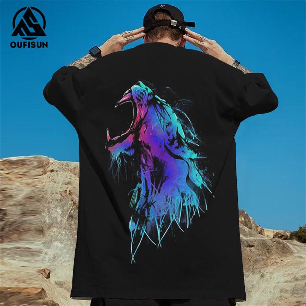 2024 neue Herren T-Shirt Hip Hop Tops Street Männer Trend Animal Print Bluse Sommermode Kurzarm T-Shirt Kleidung