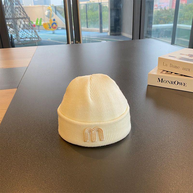 Autumn Winter Woolen Baby Hat - Knitted Letter Skull Cap, Korean Style Pullover for Newborns