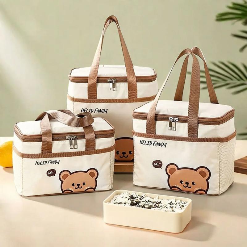 Cute Thermal Lunch Box Bag Student Portable Large Capacity Insulated Lunch Bag Waterproof Reusable Picnic Bag Cooler Bag Large Capacity Bento Bag