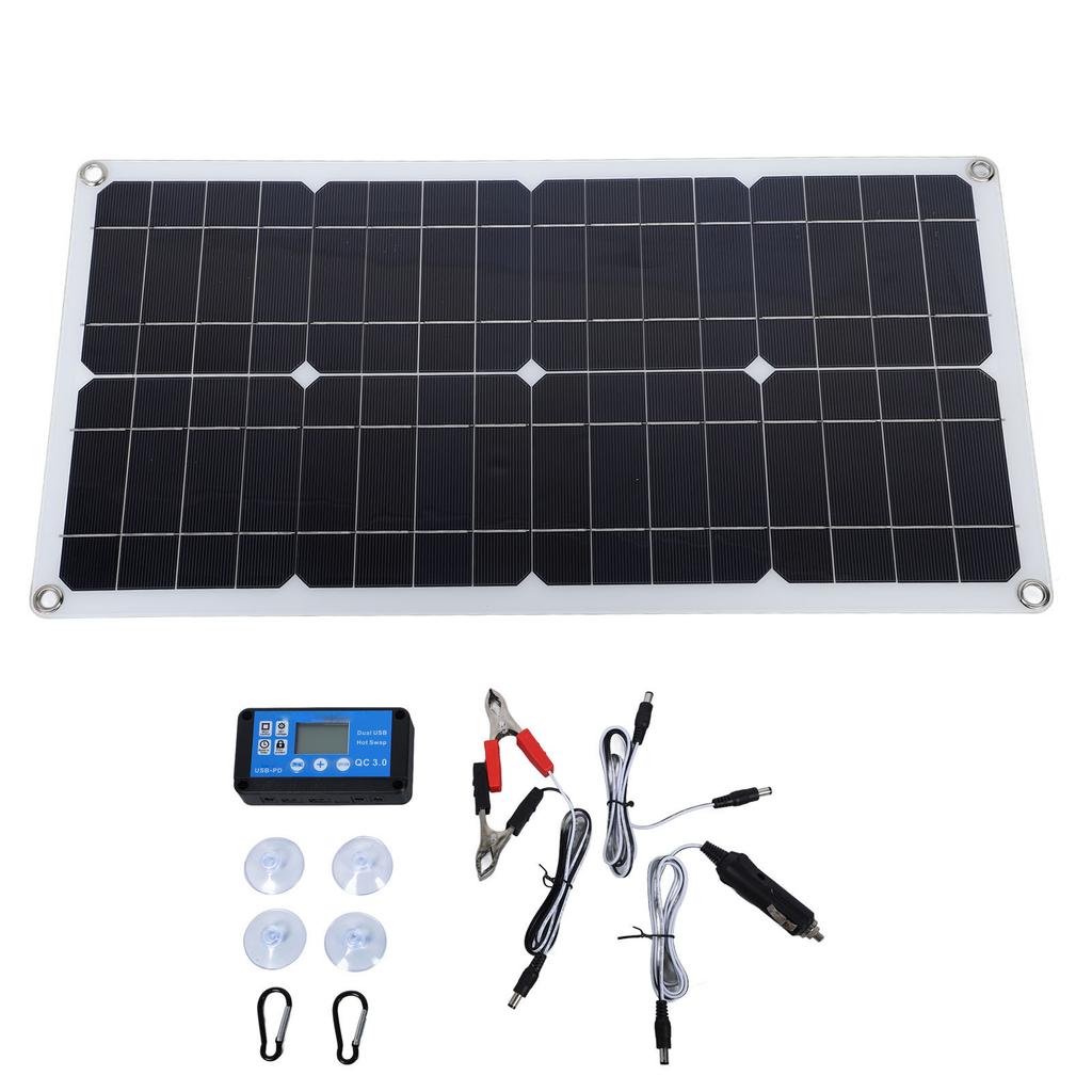 100W Solar Panel Kit IP67 Waterproof with DC 12V 24V 20A Controller Portable Solar Panel for RV