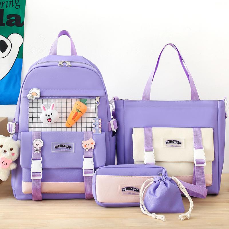 Primary School Girl Four Piece Set Junior High School High School Student Backpack College Boy Backpack