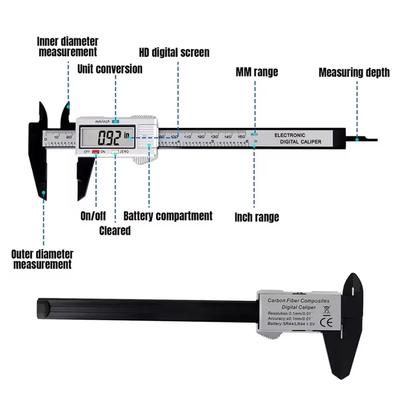 150mm 100mm Elektronik Dijital Kumpas Karbon Fiber Kadran Vernier Kumpas Ölçer Mikrometre Ölçüm Aleti Dijital Cetvel