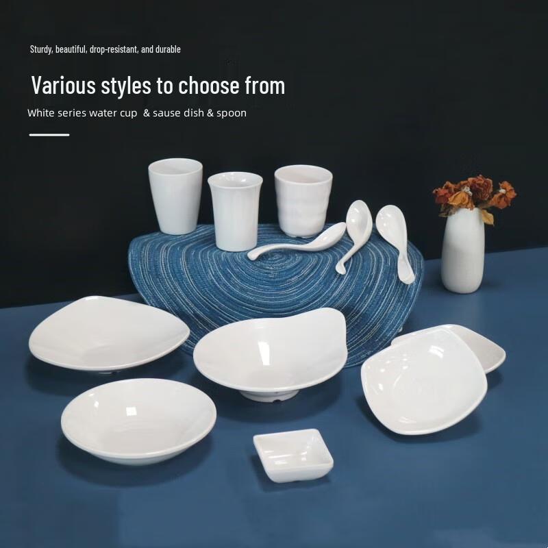 JINGRX White Melamine Plastic Water Cups (10-pack)