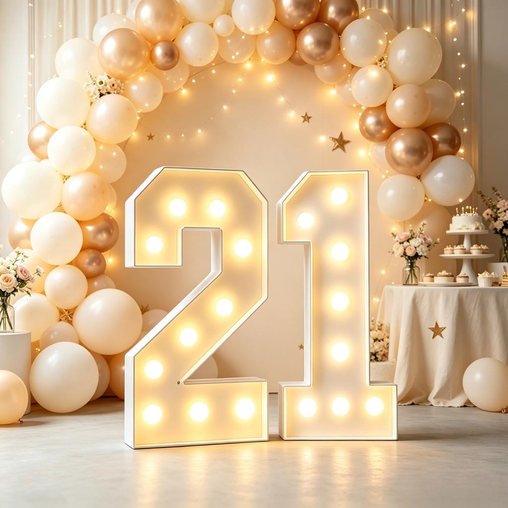 2pcs/set 91.5cm Large Light-Up Number 12 Marquee Sign,Glowing Decor,Photo Booth Prop for 12th Birthday,21th Anniversary,Graduation Holiday Party Decor