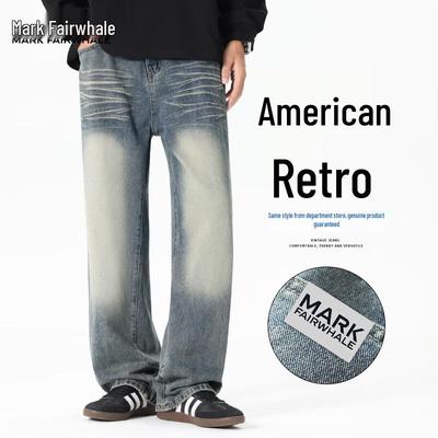 Mark Fairwhale Men's 2025 Autumn Loose Fit Distressed Straight Leg Jeans