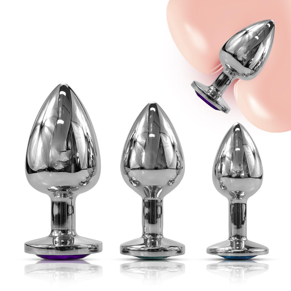 Color Blind Box Stainless Steel Metal Crystal Anal Plug Anal Prostate Stimulator , Unisex Adult Sexy Sex Toys , Sex Toys