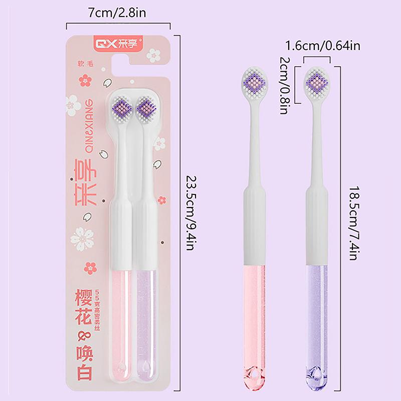 2Pcs Soft-Bristle Toothbrush Couple Brush Teeth Eco Friendly Adults Toothbrush Dental Care Travel Essentials