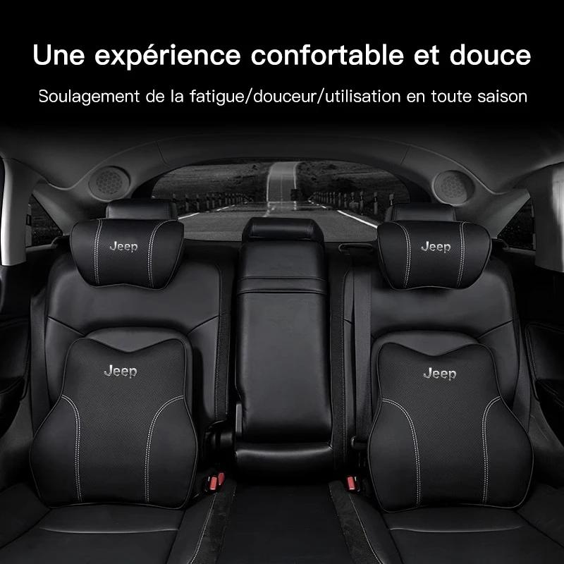 Für Jeep Auto Nackenkissen Schutz Lendenwirbelstütze Leder Kopfstütze Für Jeep Grand Cherokee Wrangler Gladiator Compass Renega