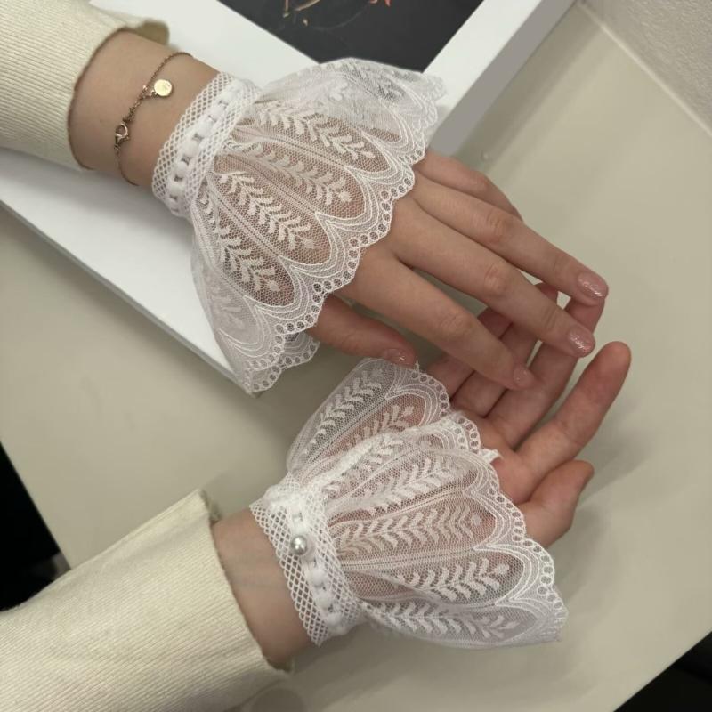 Verstellbare Ärmelverlängerungen mit Hohlsaum, dehnbare Spitzenmanschetten, perfekt für Kleider, Blusen, Kostümzubehör