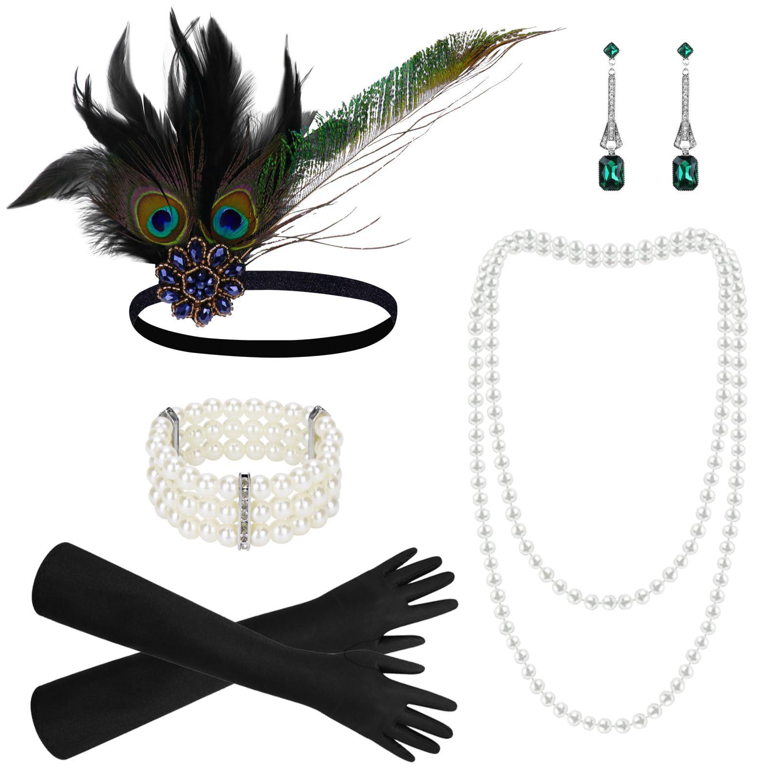 Retro Tassel Feather Headband 1920s Women s Party Headdress Dress Up Accessories Set Elegant Theme Accessories
