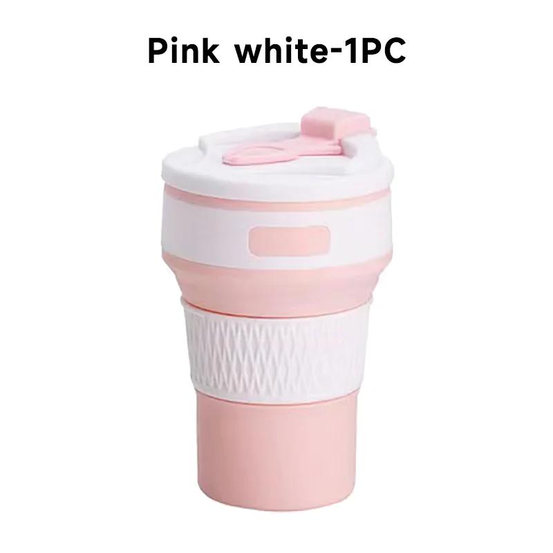 350ML Silicone Folding Cup Collapsible Mug With Cover Coffee Travel Outdoors Portable Water Drinking Tea Cups