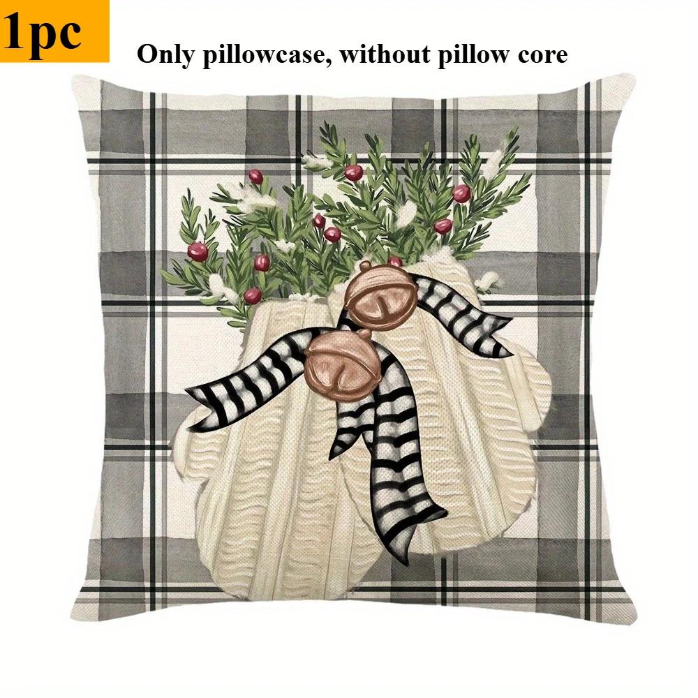 

1/4pcs Christmas Pillow Covers-Tree Snowman Elk Geometric Plaid Printed Throw Pillow Cases-Farmhouse Xmas Home Decor for Bedroom 450*450mm