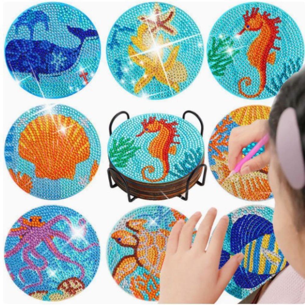 

DIY Diamond Painting Point Diamond Coaster, Full Diamond Round Valentine s Day Thermal Insulation Mat, Diamond Painting Coaster