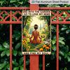 2D Flaches Vintage Garten Zitat Aluminiumschild "Und in den Garten gehe ich" Yoga Mädchen Wanddeko Boho Yoga Wandkunst Gartendekoration, Hinterhof, Terrasse, Yoga