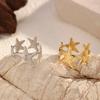 Finger Ring Universal Basic Stacking Style Adjustable Open Band Stainless Steel Texture Star Shape Finger Band Jewelry Gift