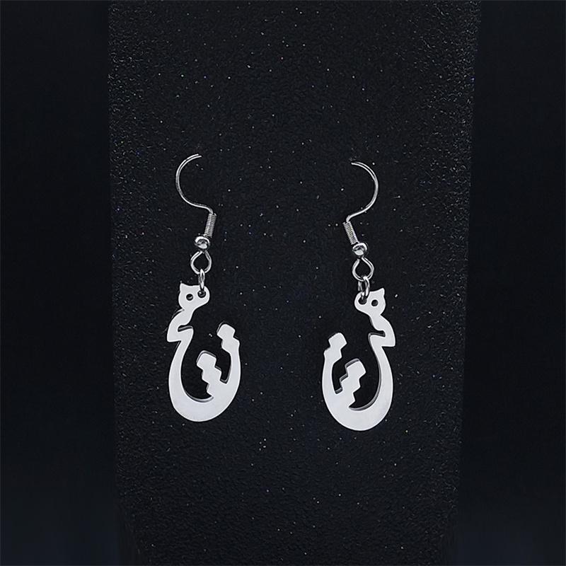 Boucles d'oreilles pendantes en acier inoxydable et pierre naturelle pour femmes Couleur dorée Boucles d'oreilles Poèmes d'amour persans Bijoux pendientes acero inoxidab E1707