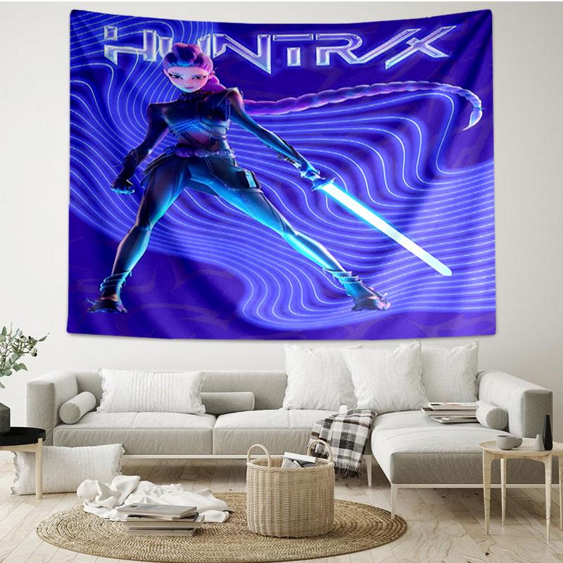 KPop Demon Hunters Print Tapestry - Portable Wall Decor Cloth, for Home, Dorm, Travel, Bedroom, Living Room - Ideal Birthday Housewarming Gift