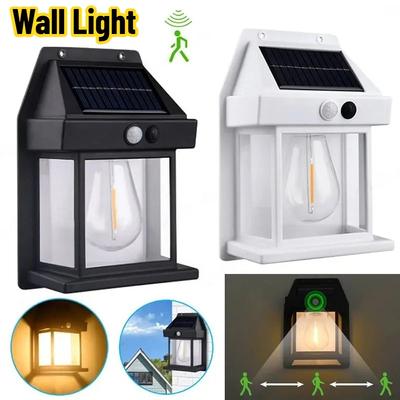 Výkonné solární nástěnné světlo venkovní vodotěsné LED lampa dům zahrada plot dekorace světlo senzor solární energie nástěnná lucerna LED