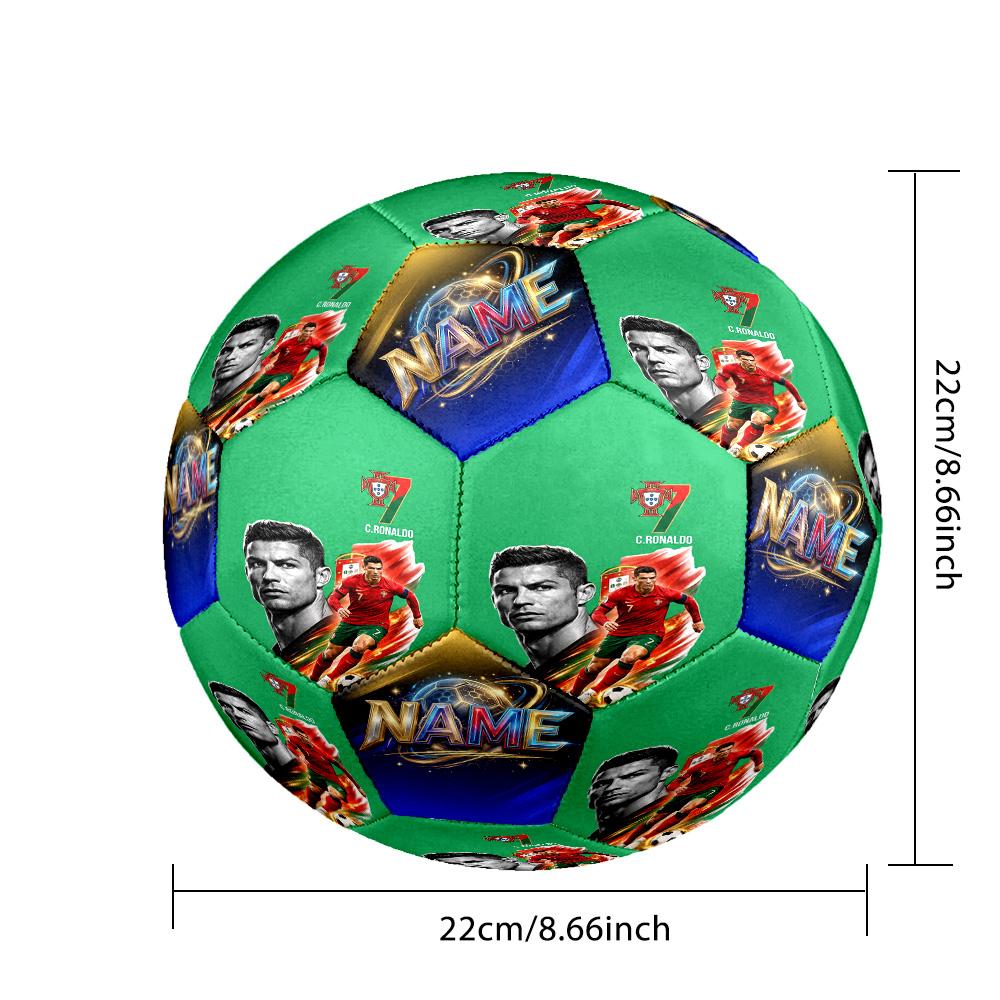 CR7 Ronaldo's Portugal's Cristiano Ronaldo Customizable Name Size 5 Soccer Ball Machine-Stitched Indoor/Outdoor Universal Football