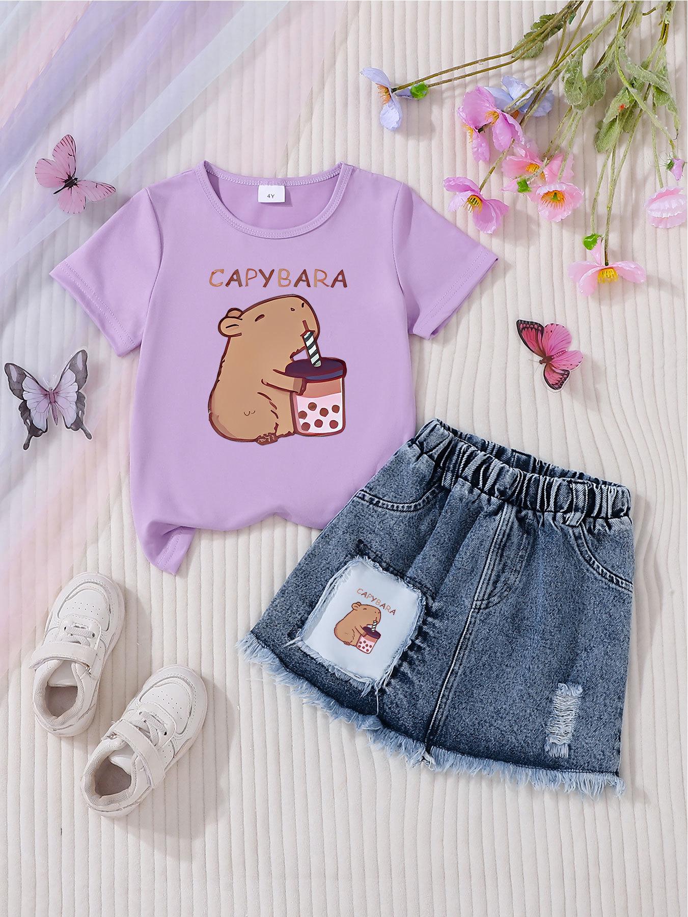 Girls  Casual Denim Skirt Set 5Y