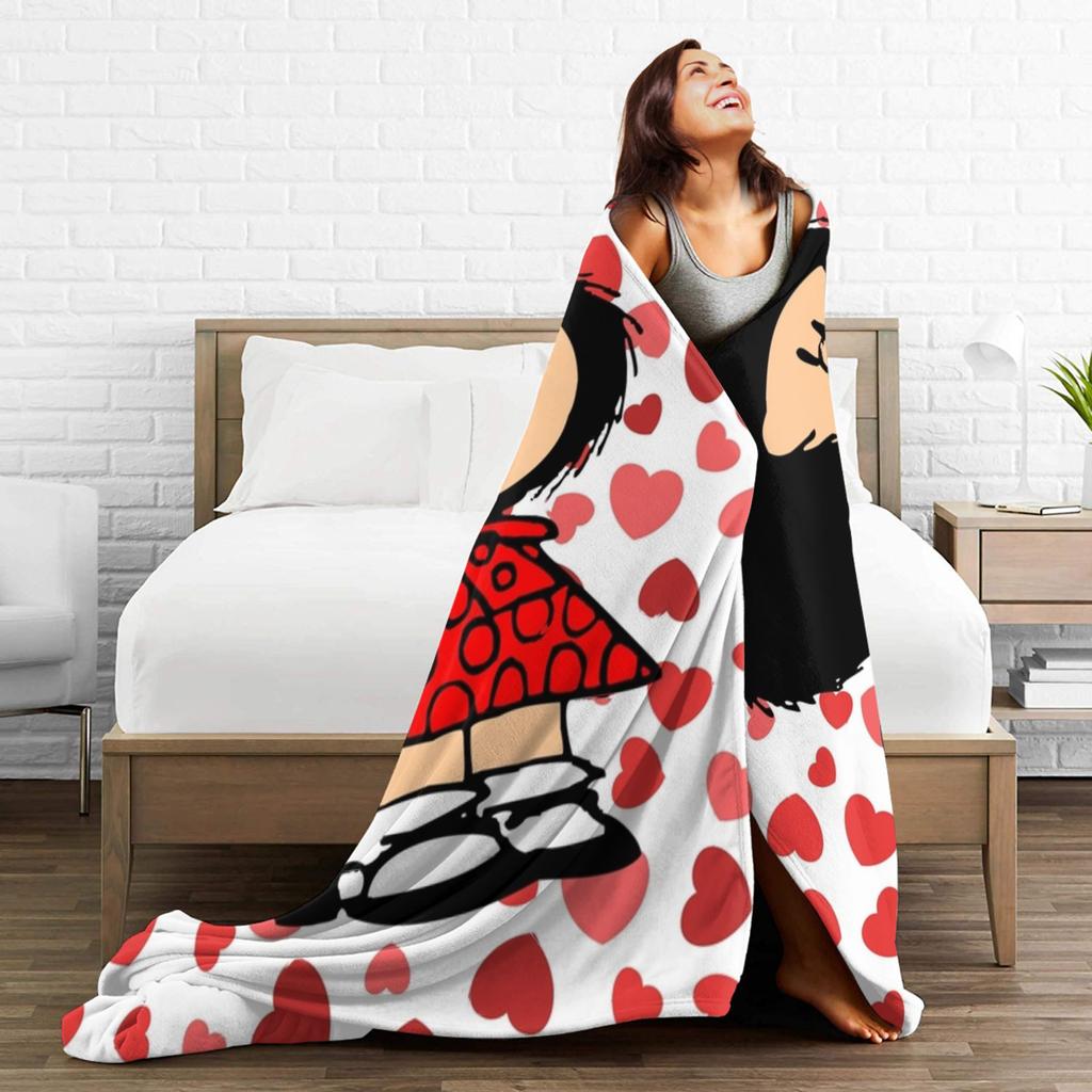 Mafaldas Knitted Blankets Amine Cartoon  Flannel Throw Blanket Bedding Couch Decoration Lightweight Bedspreads