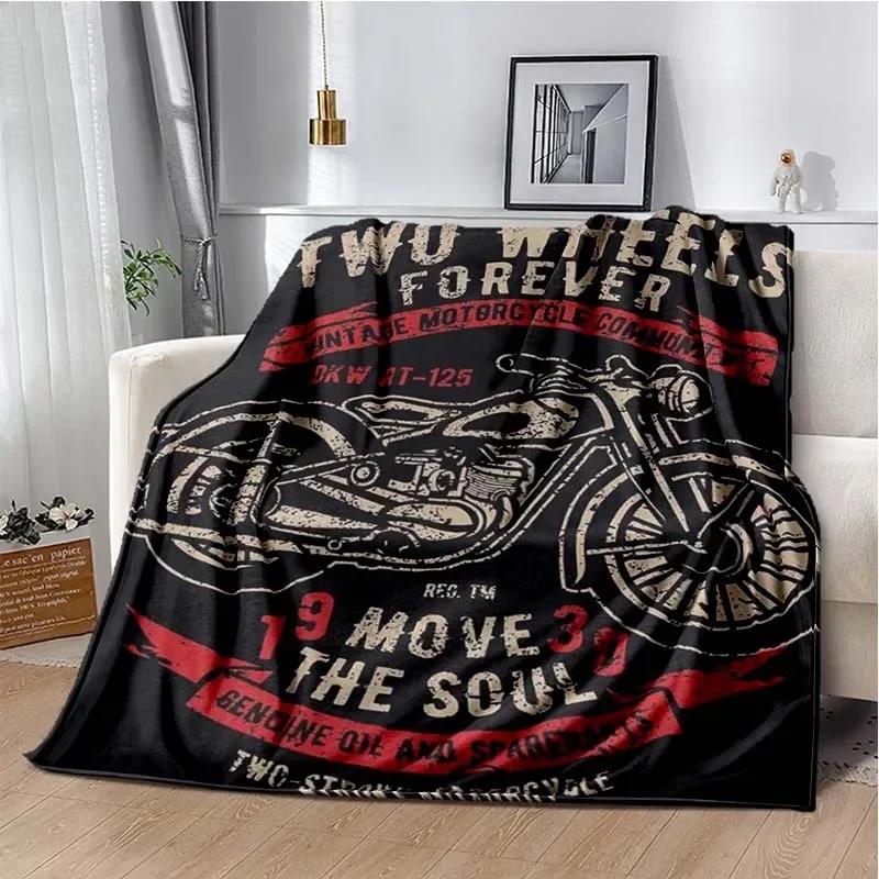 3D retro motorcycle  area Printing Blanket,Fashion Soft Cozy Living room Bedroom Sofa Bed Travel Blanket Birthday Gift
