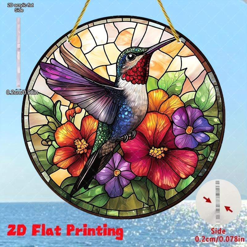 2D Flat Acrylic Colorful Hummingbird Ornamen, Nurseries, Vintage Home Decor Wall for Bar Kitchen,Home Decor for Living Room or Office