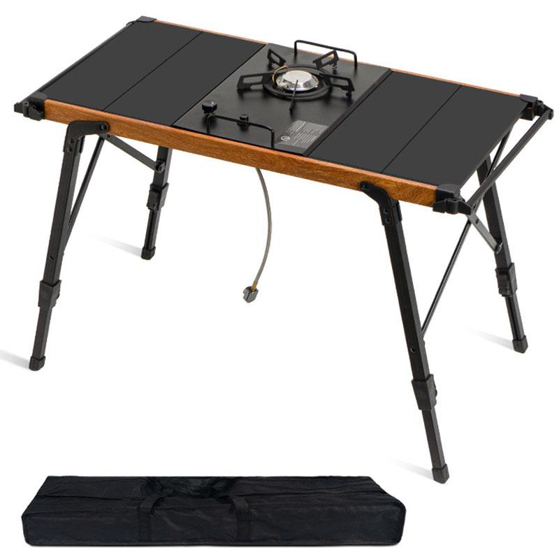 Folding Camping Table Height Adjustable Aluminum Modular Expansion Portable Outdoor Kitchen Table Compact Picnic BBQ Table