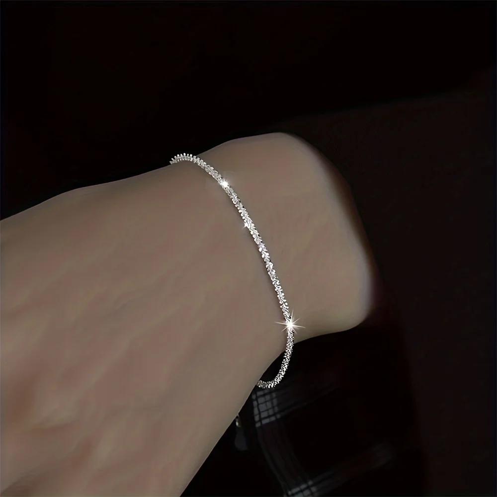 

2pcs Shiny Sparkling copper Plated Clavicle Chain Necklace Bracelet Zircon Set for Women Minimalist Starry Sky Accessories