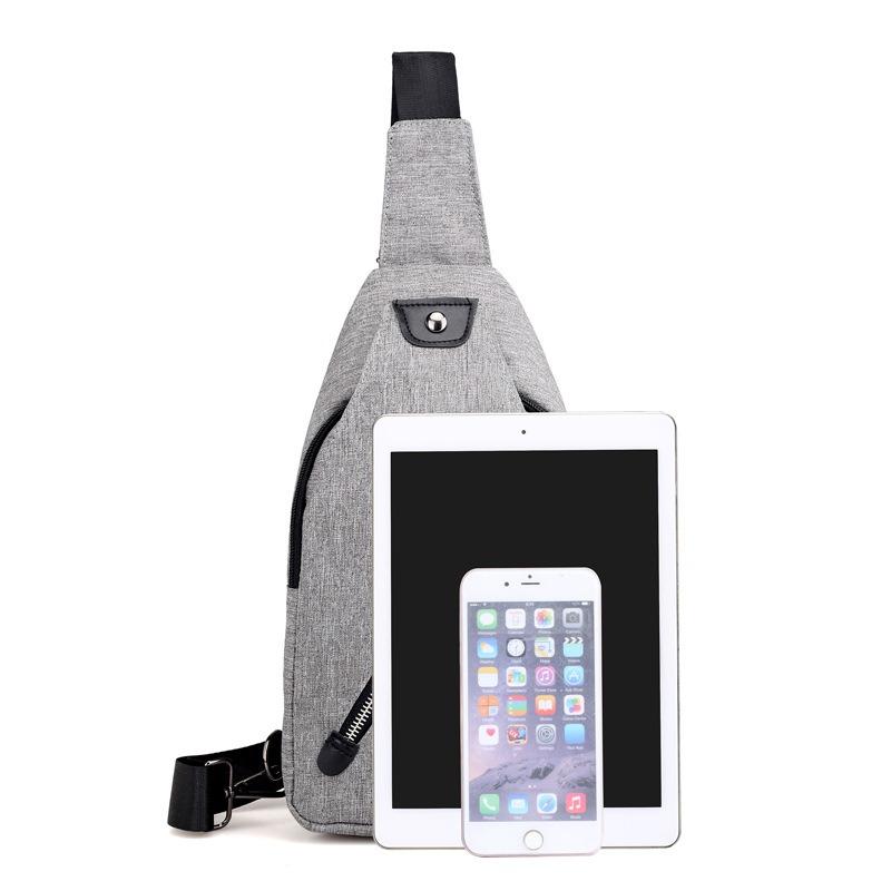 New fashion sports backpack, rechargeable men's breast bag, outdoor leisure shoulder bag.