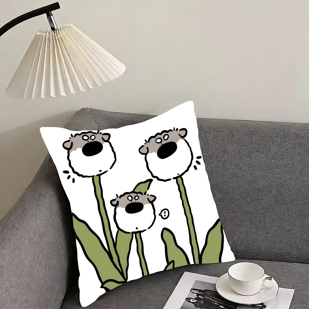 Fashion cartoon cute dog Cushion Cover Reversible Plush Pillow Cover – For car, sofa, bedroom, perfect as a gift.